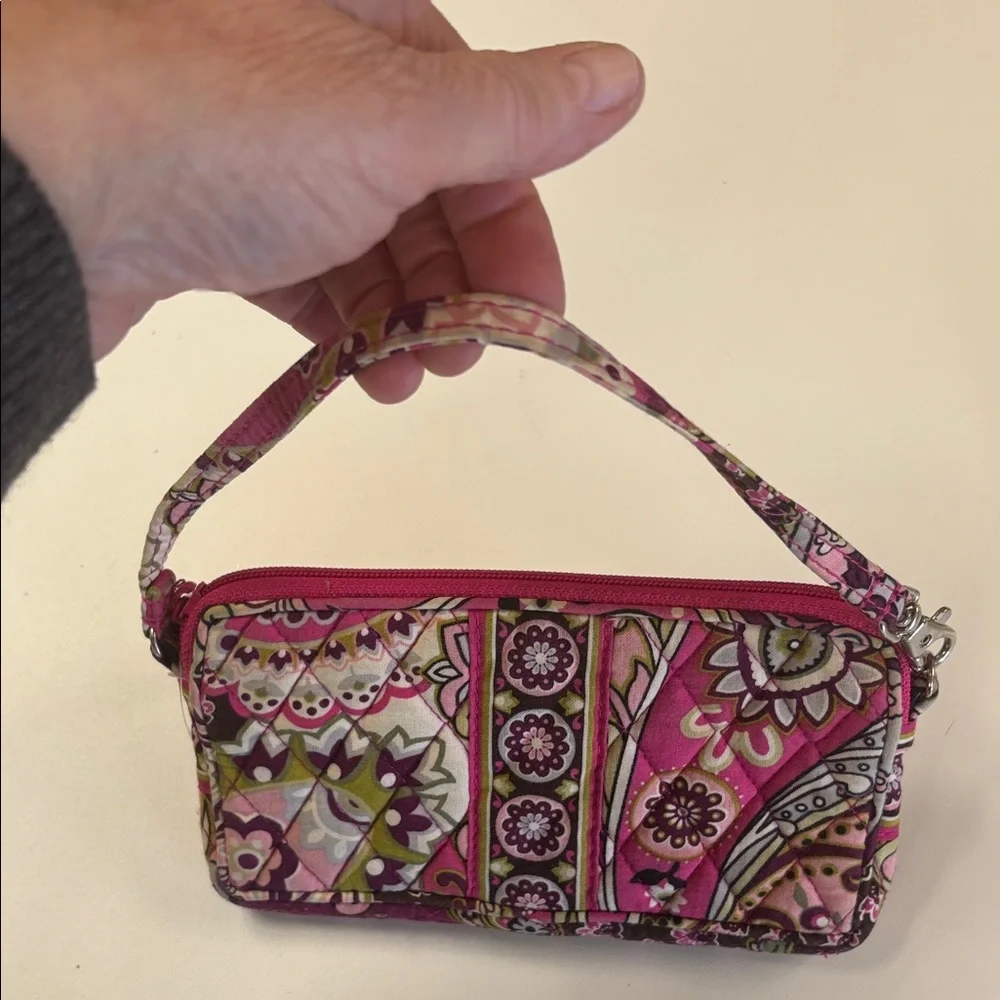 Vera Bradley Pink and Green Paisley Wristlet